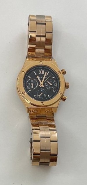 ساعت مچی فول تایم تمام رز گلد طرح هابلوت صفحه مشکی