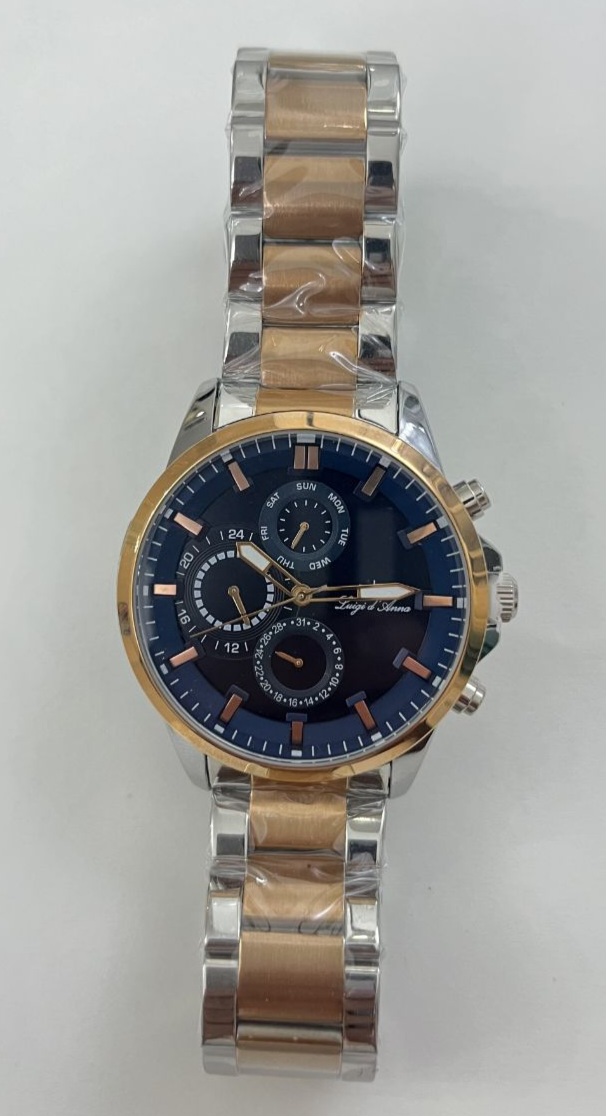 ساعت مچی ال دی ای مردانه  فول تایم بند وقاب و قفل استیل و رزگلد صفحه سرمه ای