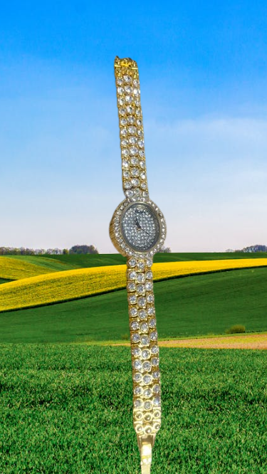 ساعت مچی زنانه طلایی فول نگین کارتییر