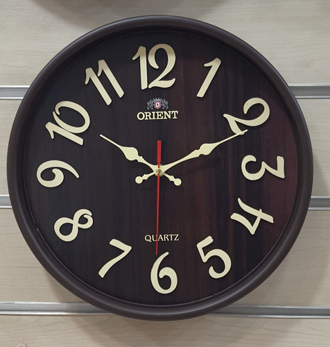 ساعت دیواری اورینت موتور آرامگرد صفحه شماره دار قهوهای