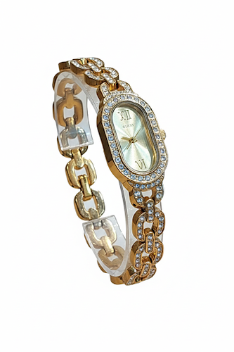 ساعت مچی طلایی نگین دار موتورژاپن گس